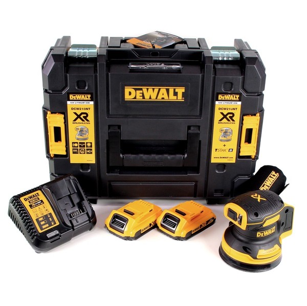 Dewalt Dcw 210 D2 Exzenterschleifer Brushless + 2X Akkus 2,0Ah + Lader + Tstak-image