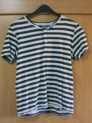 gebraucht T-Shirt S ANALOG Burton Design Unlikely Futures Schwarz Weiß gestreift