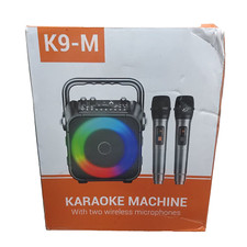 Karaoke Machine Two Wireless Microphones LED Lights K9-M - Black/Orange