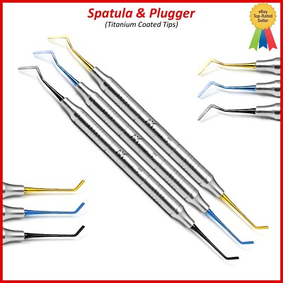 Set of 3 Pcs Dental Composite Filling Spatula & Plugger Titanium Coated Tips
