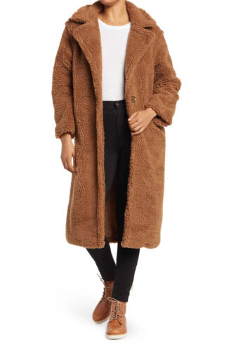 🤎 BB DAKOTA STEVE MADDEN Coco Brown Teddy-Bear Fleece Fozzie Coat Jacket S 4/6