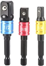 3Pcs Impact Grade Driver Sockets Drill Adapter Extension Set 1/4", 1/2", 3/8 Red