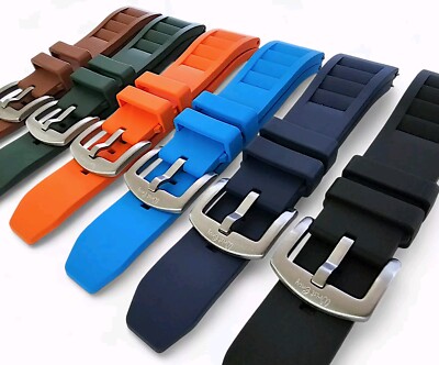 Genuine FKM Rubber Vented Watch Strap Band Divers Waterproof Sport 20mm 22mm UK