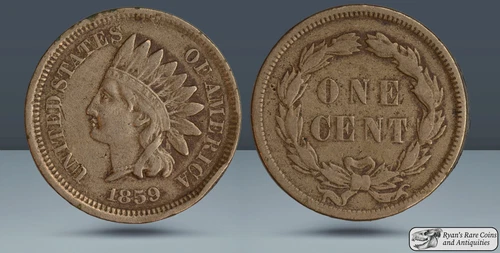 1859 Indian Head Cent, Very Fine+ Condition, First Year Issue, Free Ship, C7513