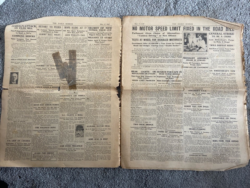 Daily Mail Newspaper 17 March 1927 Issue 7,283 Original Vintage eBay