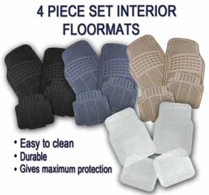Zone Tech 4Pc Black, Clear, Gray, Beige Rubber All Weather Car Floor Liner Mats