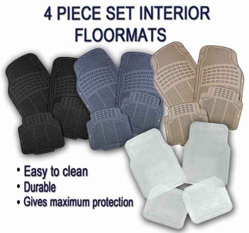 Zone Tech 4Pc Black, Clear, Gray, Beige Rubber All Weather Car Floor Liner Mats