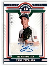 2022 Panini USA Baseball Stars & Stripes Zach Strickland 15U Auto #15US-ZS /499