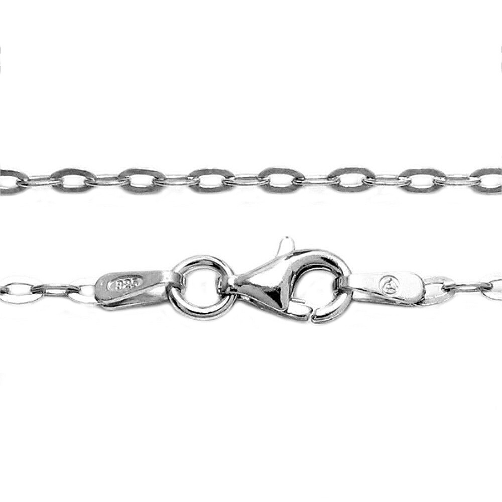 Real 925 Silver Rhodium Plated Oval 3.2x1.8mm Classic Rolo Chain ...