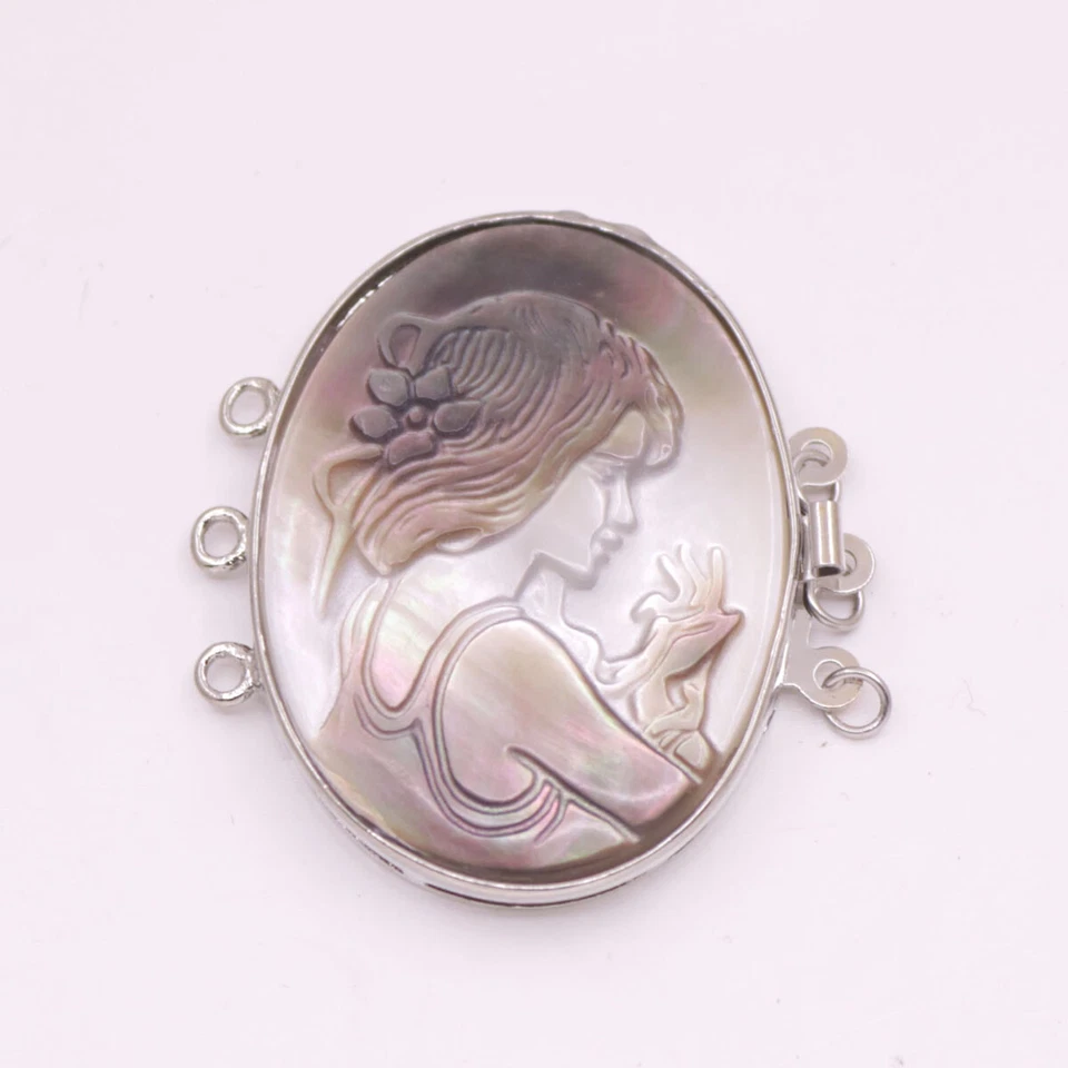 Cierres de joyería de belleza camafeo gris natural 25 mm X 30 mm elipse Foto 2 de 4