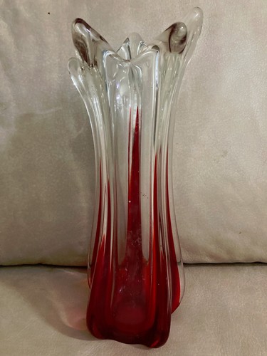 Wunderschöne MURANO Glas Vase Roter Farbverlauf 30cm asymmetrisch aus Nachlaß - 第 2/13 張圖片