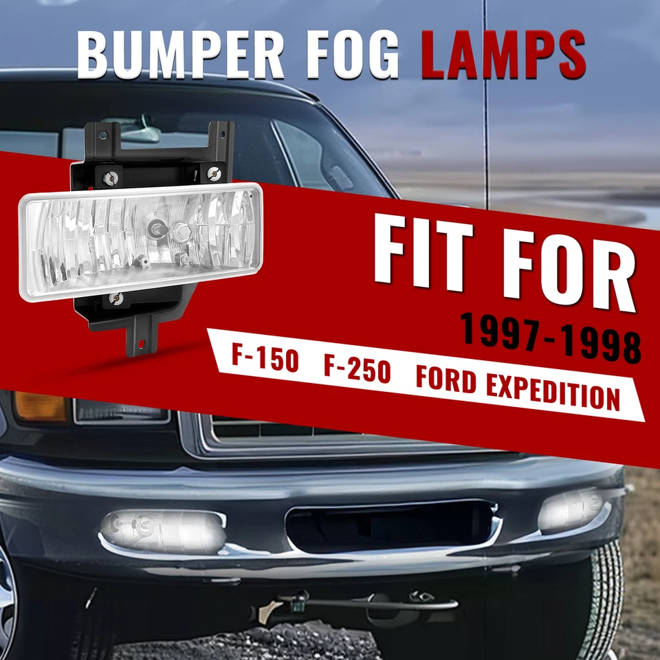 Left Driver Fog Light For Ford F150/F250/Expedition 1997-98 Pickup W/Bezel+Bulb - Image 2 of 4