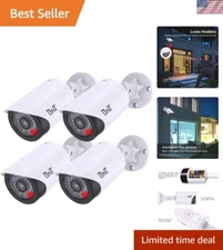 4-Pack Battery-Powered Dummy Security Cameras with Eye-Catching Night Light
