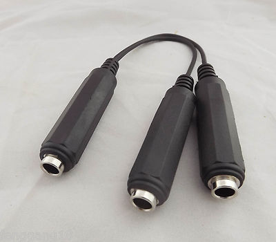1x 6.35mm Stereo Female to Dual 6.35mm SP Female Y Splitter Audio Adapter Cable