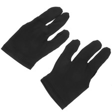 2Pcs Durable 3 Finger Billiard Cue Gloves Breathable Black Snooker Accessory