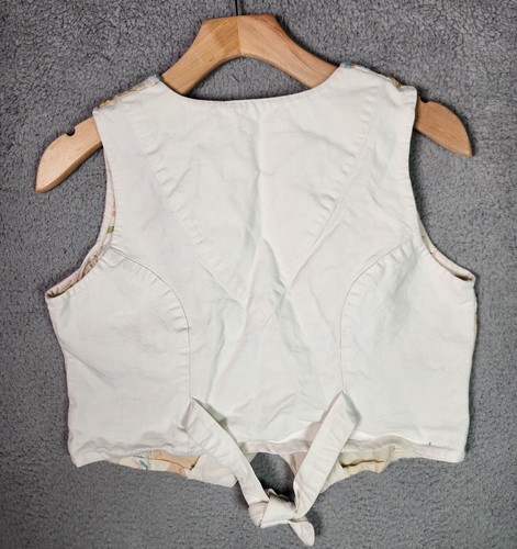Vintage 90's Ricki Girls Vest Size Medium Patchwork Embroidered Floral Cream - Picture 9 of 13