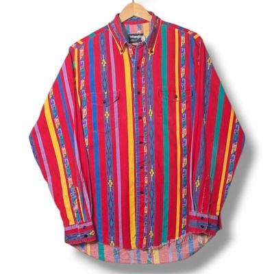 Vintage Wrangler Azteken Western Hemd Herren Größe 16-35 X- Long Tails bunt