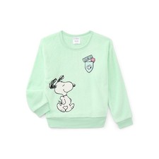 Snoopy Girls Graphic Plush Sweatshirt with Embroidery Mint Green Medium