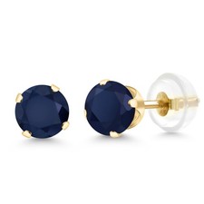 1.20 Cttw Sapphire 14K Yellow Gold Stud Earrings  Gemstone Birthstone  5MM