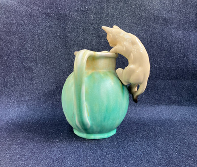 Vintage Mid Century Keramik Siam Kletterkatze Figur - für Brandy Glas etc.