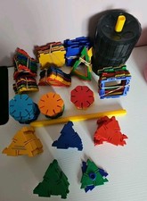 Polydron Pieces Approx 180 Triangles Squares 3 Wheels Plastic