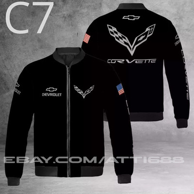 Chevy C5 C6 C7 C8 Motorsport Fan Windproof Unisex Bomber Jacket   Personalized