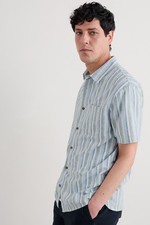 Seasalt Men's Regular Men's Dopper Linen-Cotton Short Sleeve Shirt Portfolio Bor