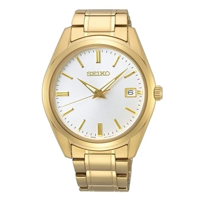 Seiko Essentials Mens Quartz Watch SUR314P1 40mm White Dial Stainless Steel 100M
