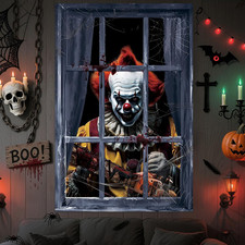 Scary Halloween Curtains Window Decorations, Creepy Ghost Silhouette Door Wall