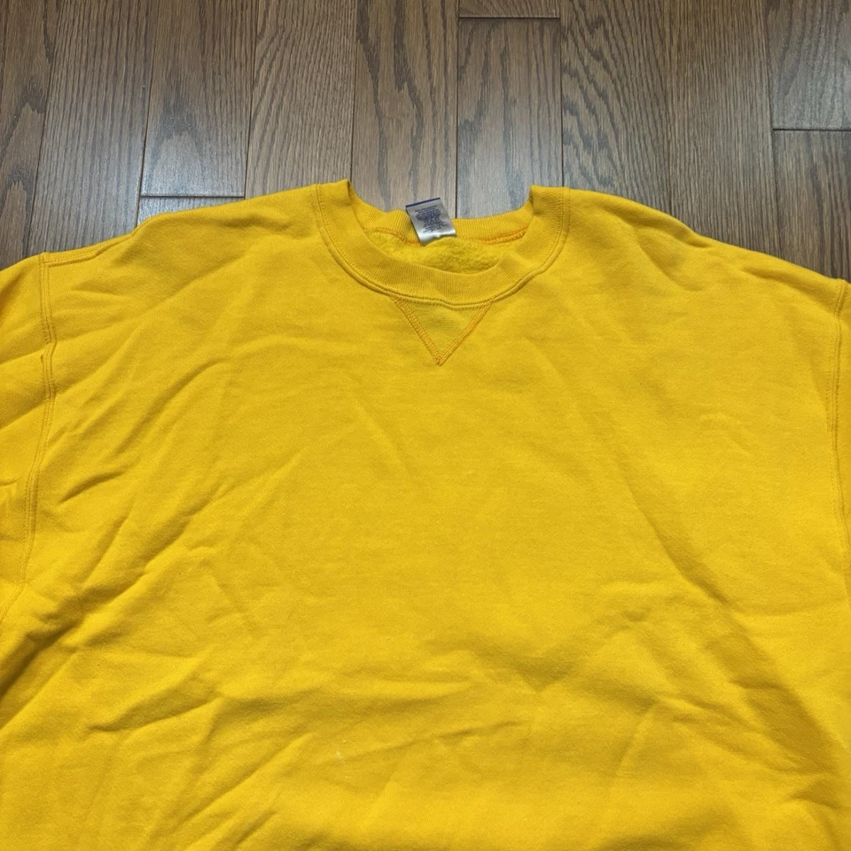 Винтажный Y2K Russell Athletic толстовка желтый Crewneck свитер мужской XL - Изображение 4 из 4