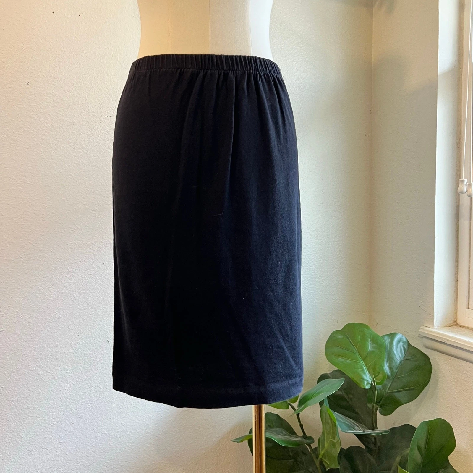 USA Moda Intl Vintage 90s Black 100% Cotton Elastic Waist Mini Skirt Size Small