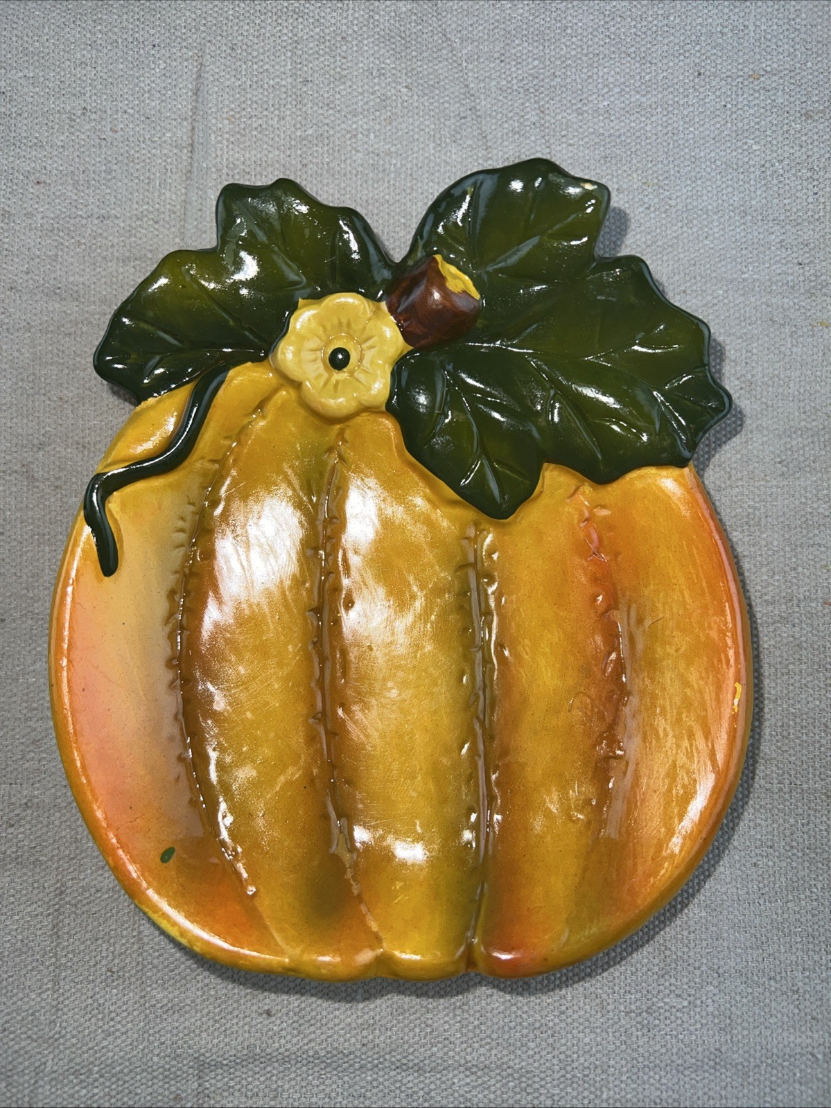 Pumpkin Ceramic Soap Dish Spoon Rest Or Trinket Dish 