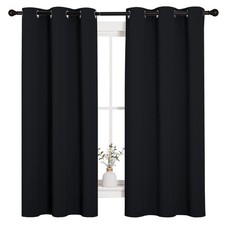 Blackout Curtains Thermal Insulated Grommet Drapes Bedroom Window Black 2 Pa...