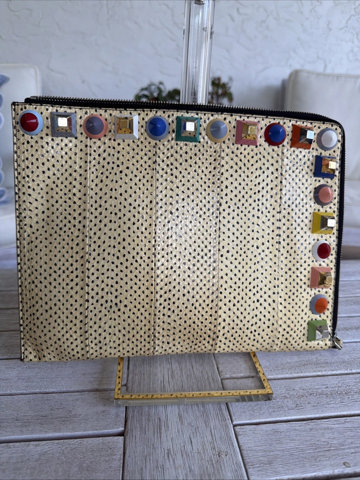 Fendi — Authentic FENDI python Rainbow Studs Clutch Bag