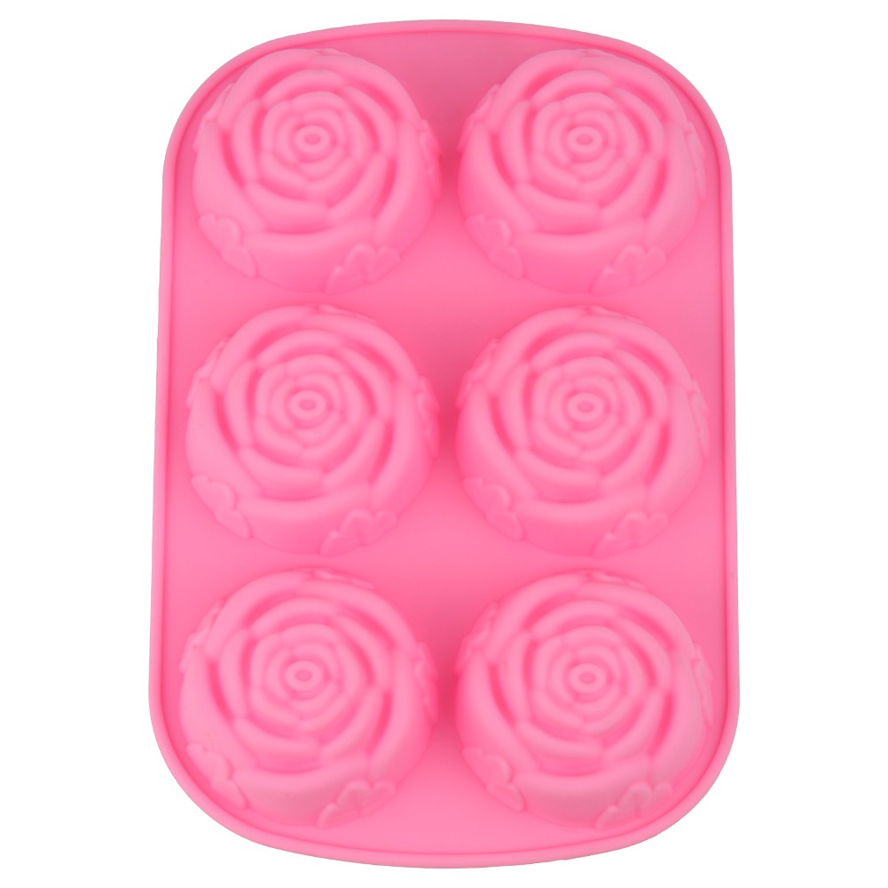 6-Cavity RosE Shaped Silicone Pudding Chocolate Cake Mold Microwave Freezer Safe