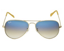 Ray-Ban Sunglasses RB3025 Aviator Gradient Gold Frame Light Blue Lenses 58mm