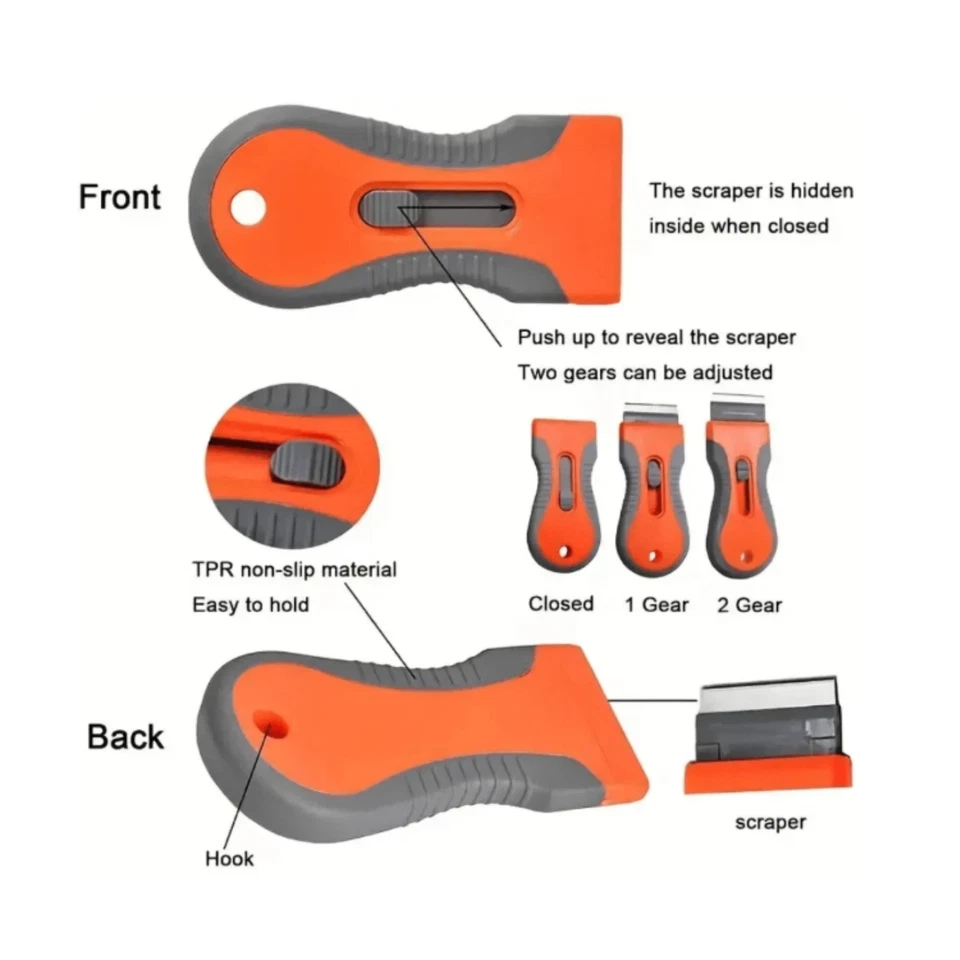 Razor Scraper Tools with 10 Blades Multipurpose Removal Two Tone Cleaning Tools - Image 4 of 4
