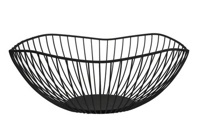 Black Metal Wire Fruit Basket Bowl Curved Decorative Bread Stand Holder