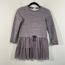 Crewcuts Girl's Grey Tier Tulle Skirt Sweater Dress Size M AZ642