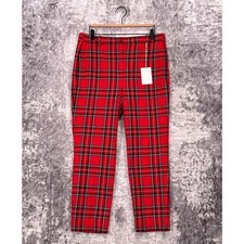 New J Crew Pants 12 Womens High Rise Cameron Red Stewart Tartan Wool Plaid