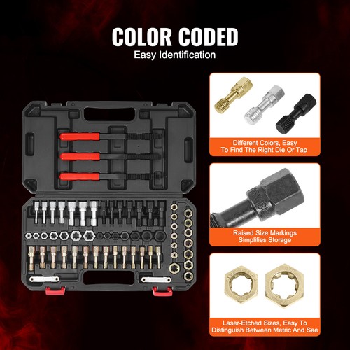 VEVOR 61PCS Thread Chaser Set UNC UNF Metric Thread Restorer Tool ...