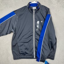 NEW Champion Authentic Jacket Mens 2XL Gray Blue Track Jacket Pocket Full Zip