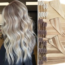 THICK 8PCS 18CLIPS Double Weft Full Head Clip In 100 Remy Human Hair Extensions