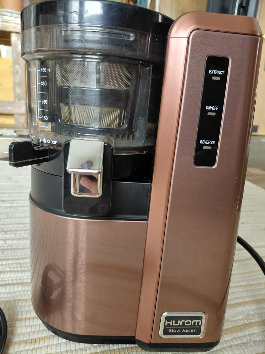 Hurom Slow Juicer Electric Rose Gold/Black w/ Strainer, Containers