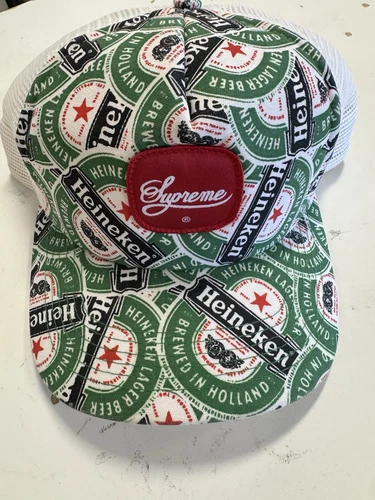 CHAPEAU CAMIONNEUR SUPRÊME NEW YORK HEINEKEN 2002 NEUF NIKE SB RARE AUTHENTIQUE DS BLANC