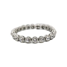 Tennis Bracelet White Round Crystal Silver tone Magnetic Couture 9.25 in