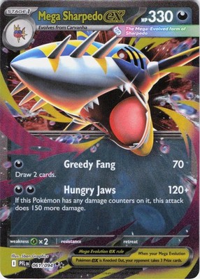 Mega Sharpedo ex Phantasmal Flames 061/094 Holo Pokemon TCG NM