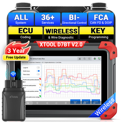 XTOOL D7BT V2.0 WIFI OBD2 Bidirectional Diagnostic Scanner ECU Coding FCA IMMO
