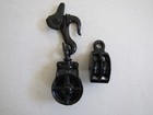 Antique Hanging Cast Iron Black Painted Movable Double Pulleys Vintage Lot of 2  — photo 3