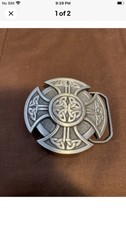Celtic cross pewter belt buckle 4550